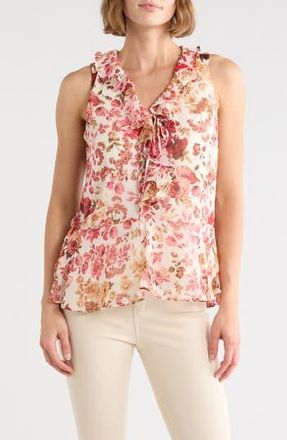 CeCe by Cynthia Steffe Ruffle Sleeveless Top in Egret at Nordstrom Rack, Size X-Large