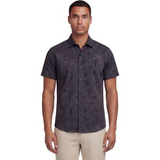 Lords of Harlech Paisley Explosion Mens Printed Button Up Shirt in Paisley Explosion Black at Nordstrom, Size Xx-Large