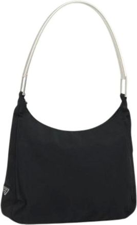 Prada Pre-owned Shoulder Bags, female, Black, Size: ONE SIZE Pre-owned Nylon Shoulder Bag
