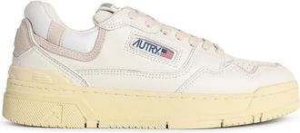 Autry Clc Low White Lear And Suede Sneakers