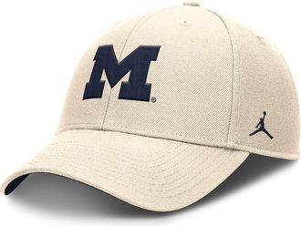 Nike Jordan Mens Michigan Primetime Rise Jordan Brand Dri-FIT College Trucker Adjustable Hat in Brown | JC940C38MWN-A82
