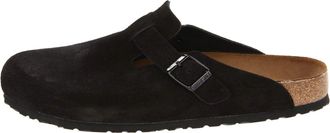 Birkenstock Boston Soft Footbed Suede Leather Narrow Fit Sandals Black 0660473