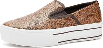 Ariat Skylar Slip-On Womens Shoes Brown Floral Emboss : 8.5 B - Medium, Canvas/Leather
