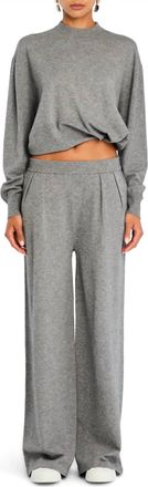 SER.O.YA Alya Knit Pleated Trousers In Heather Grey