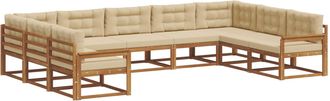 vidaXL Conjunto De Sof&aacute;s De Exterior 9 Uds. Natural Y Beige Vidaxl