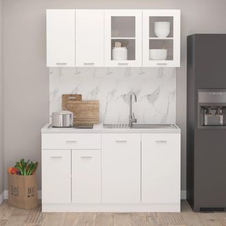 Berkfield Home 4 Piece Kitchen Cabinet Set White Engineered Wood
