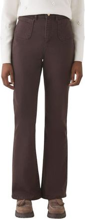 L.k. Bennett Samantha Patch Pocket High Waist Flare Jeans in Chocolate at Nordstrom, Size 10 Us