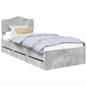 vidaXL Struttura Del Letto Con Cassetto Grigio Cemento 75 X 190 Cm Vidaxl
