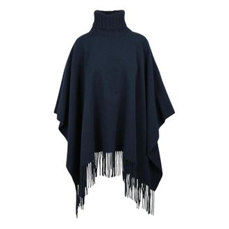 Fabiana Filippi Jassen, Dames, Blauw, ONE Size, Wol, Luxe Wol Zijde Kasjmier Mantel