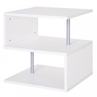 HOMCOM 50Lx50Wx50Hcm Side Table 2 Tier Storage Shelves Organizer Office Bookcase Living Room End Desk Stand Display-White - Home Living | TJ Hughes White