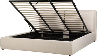 Beliani Cama Con Almacenaje De Tela Beige Claro 180 X 200 Cm Bajonna