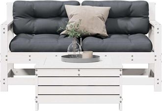 vidaXL Set De Muebles De Jard&iacute;n 3 Pzas Con Cojines Madera Pino Blanco Vidaxl