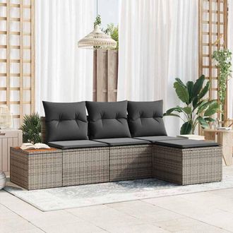 vidaXL Vidaxl - Conjunto De Sof&aacute; De Jard&iacute;n 4 Pcs Gris 184 X 62 X 85 Cm