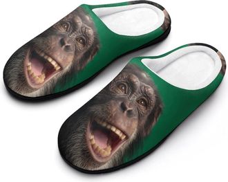 Generic Monkey Laughing Chimpanzee Funny Mens Cotton Slippers Soft Non-Slip Rubber Sole House Slipper Indoor Outdoor