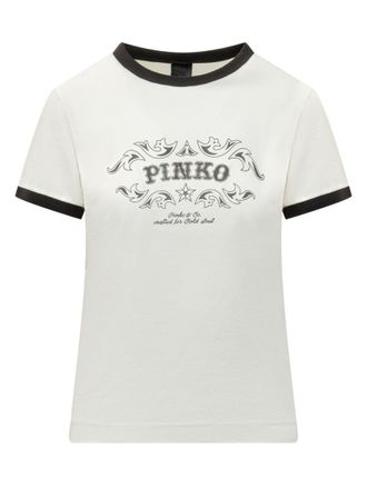 Pinko White Graphic Crew Neck T-Shirt