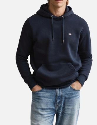 GANT Mens Gant Mens Hoodie Reg Shield Pullover Winter Top - Navy - Size: 42