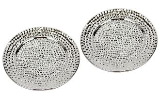 I.GE.A. Dekotablett »Keramik-Schale rund« 2er Set Dekoschale silber Tablett Weihnachtsdeko Deko Advents-Tablett