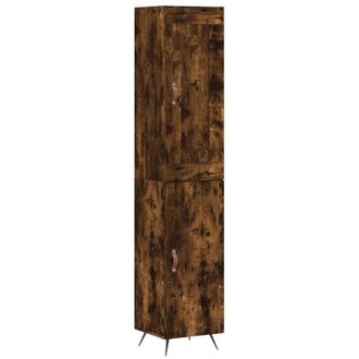 vidaXL Aparador De Madera Contrachapada Roble Ahumado 34,5x34x180 Cm Vidaxl