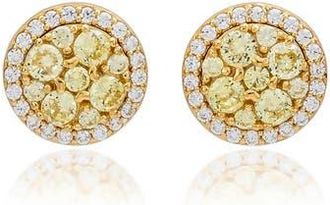 Suzy Levian Cluster Halo Stud Earrings in Yellow at Nordstrom Rack
