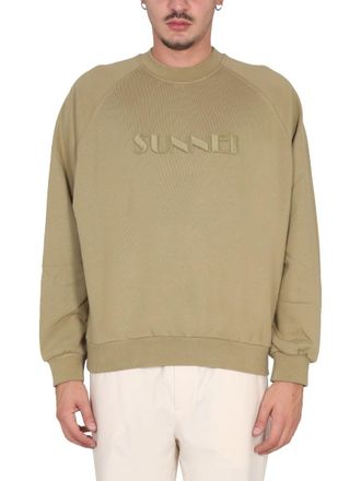 Sunnei Logo-Embroidered Cotton Sweatshirt - Beige