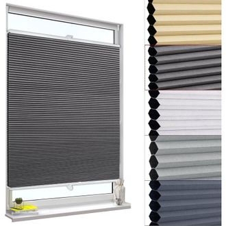 Woltu Estor Enrollable Plisado De Panal De Abeja Para Ventana Gris Oscuro-blanco 60x130 Cm - Woltu