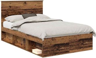 vidaXL Bed Frame with Headboard Old Wood 120 x 190 cm Solid Pine Wood vidaXL