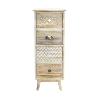 Mobili Rebecca Mobili Rebecca - Rebecca Mobili Mesita De Noche Cajonera Estrecha Boho Shabby De Madera 4 Cajones Dormitorio