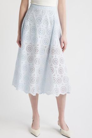 Frame Denim The Solstice Eyelet Midi Skirt in Ice Blue at Nordstrom, Size 00