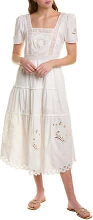 LoveShackFancy Prairie Midi Dress In True White