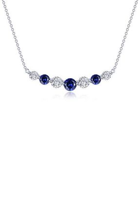 Lafonn Symbols of Joy Lab Created Sapphire & Simulated Diamond Bar Pendant Necklace in Blue at Nordstrom, Size 18