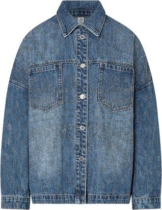 Liu Jo Giacca Oversize in Denim con Strass - - Jackets - Donna - Blu - XS
