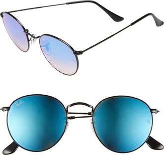Ray-Ban Icons 50mm Round Sunglasses in Black/Blue at Nordstrom