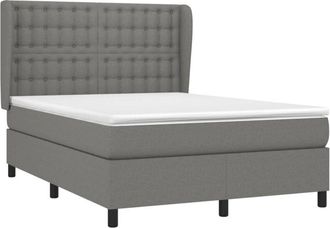 vidaXL Cama Box Spring Con Colch&oacute;n Tela Gris Oscuro 140x190 Cm Vidaxl
