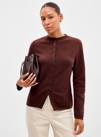 Contemporaine Womens Solid fitted funnel neck Cardigan Sweater
