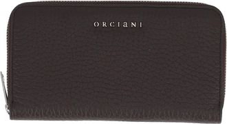 Orciani Brown Zip Around Soft Textured Calf Leather Wallet