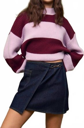 Minkpink Freja Striped Sweater In Violet/wine