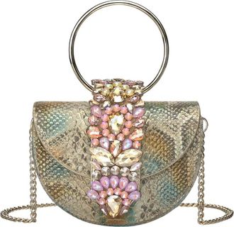 Alma En Pena Halve maan juweel tas - Dames - Handtassen - Geel - ONE Size - Leer - Tassen