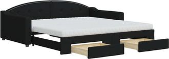 vidaXL Vidaxl - Sof&aacute; Cama Nido Con Cajones Tela Negro 100x200 Cm