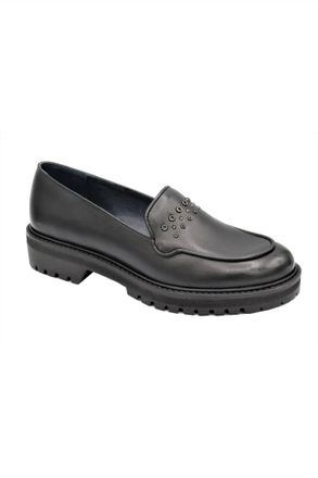 Eric Michael Womens Rumer Leather Loafer In Black