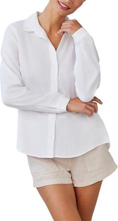 Bella Dahl Classic Button-Up Shirt in White at Nordstrom, Size X-Large