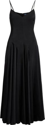 Polo Ralph Lauren v-neck a-line dress - women - Recycled Polyester - 8 - Black