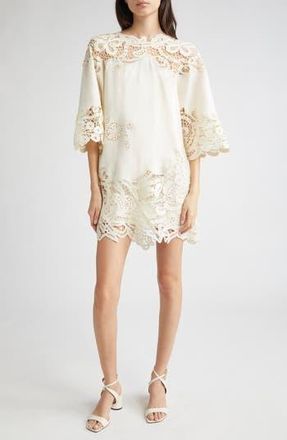 Ulla Johnson Brinna Lace Trim Linen Top in Pristine at Nordstrom Rack, Size 4