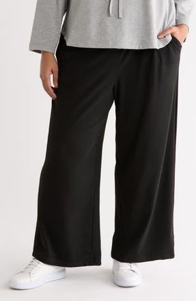 Max Studio Drawstring Waist Wide Leg Pants in Black at Nordstrom Rack, Size 1X