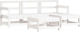 vidaXL Juego De Sof&aacute;s De Jard&iacute;n 5 Piezas Madera Maciza De Pino Blanco Vidaxl