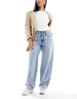 Only Gianna - Jeans dritti allacciati in vita blu chiaro
