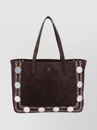 Valentino Garavani suede shopper bag with dual handles and embellishments