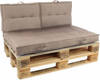 Oviala Conjunto de muebles de jard&iacute;n con palets y cojines en topo