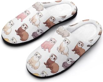 Generic Hairyferret Print Mens Slippers Comfortable And Non-slip Cotton Slipper Shoe for House