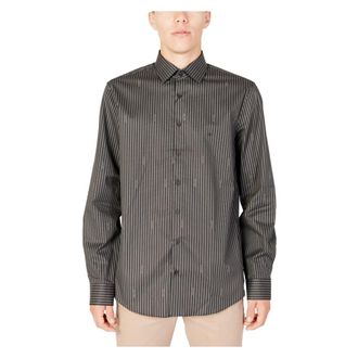 Calvin Klein Stripe Long Sleeve Shirt - Heren - Casual Overhemden - Zwart - 5XL - Katoen - Overhemden