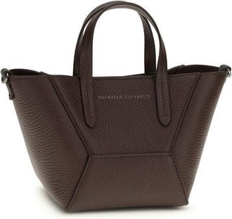 Brunello Cucinelli Womens Bordeaux Calf Leather Bos Taurus Shoulder Bag